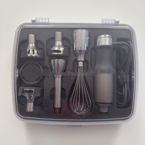 KitchenAid 5-Speed Hand Blender Set w/ Attachments, Case & Mixing Measure Cups - Picture 1 of 10